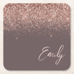 Porta-copo De Papel Quadrado Terracotta Rosa Dourado Blush Link Monograma com L<br><div class="desc">Terracotta Sparkle Glitter Script Monogramas Name Paper Portas copos. Isso faz a formatura perfeita,  aniversário,  casamento,  chá de panela,  aniversário,  chá de fraldas ou presente de festa de solteira para alguém que ama luxo de vidro e estilos quíticos.</div>