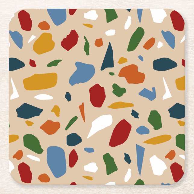 Porta-copo De Papel Quadrado Terrazzo Pattern Colorful (Frente)