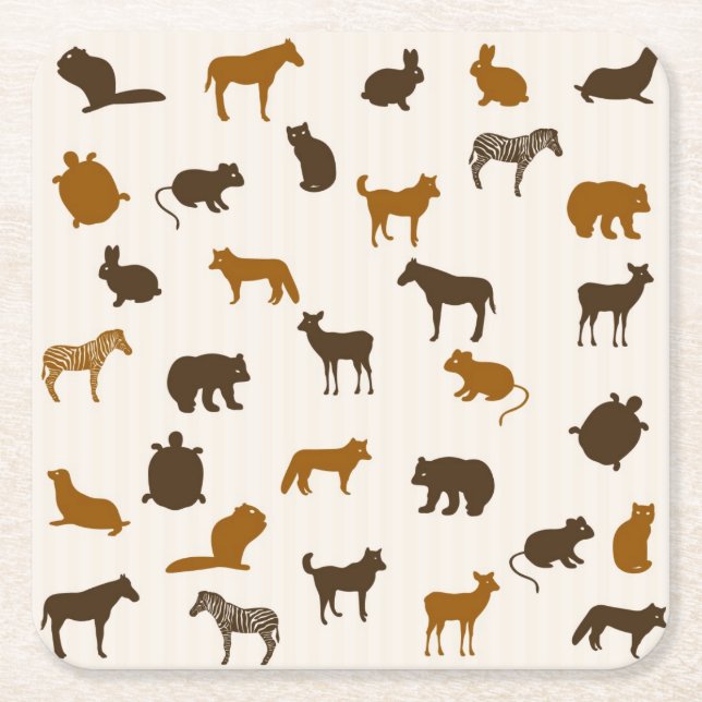 Porta-copo De Papel Quadrado Teste padrão animal 1 (Frente)