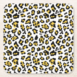 Porta-copo De Papel Quadrado Teste padrão animal do impressão do leopardo pre