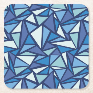 Porta-copo De Papel Quadrado Teste padrão azul abstrato de Crsytal do gelo