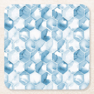 Porta-copo De Papel Quadrado Teste padrão azul macio de Canotype da aguarela