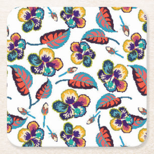 Porta-copo De Papel Quadrado Teste padrão brilhante do hibiscus
