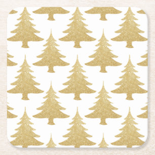 Porta-copo De Papel Quadrado teste padrão claro elegante da árvore de Natal d