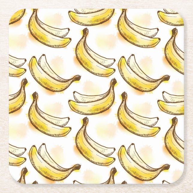 Porta-copo De Papel Quadrado Teste padrão com banana (Frente)