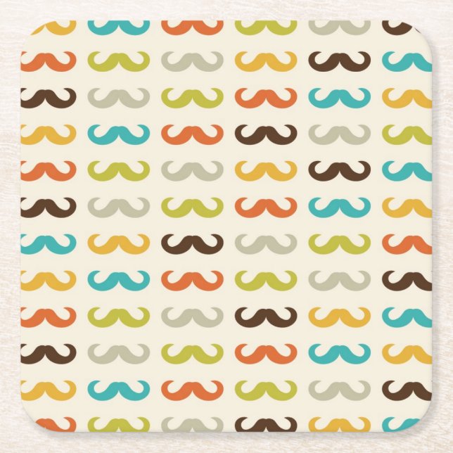 Porta-copo De Papel Quadrado Teste padrão com bigode (Frente)