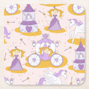 Porta-copo De Papel Quadrado teste padrão com uma princesa