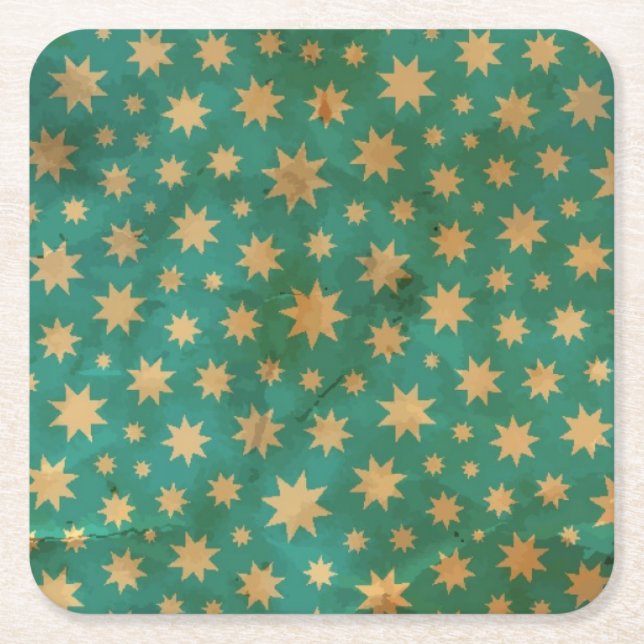 Porta-copo De Papel Quadrado Teste padrão de estrelas (Frente)