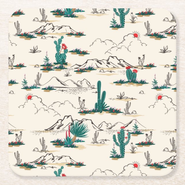 Porta-copo De Papel Quadrado Teste padrão de florescência dos Succulents (Frente)