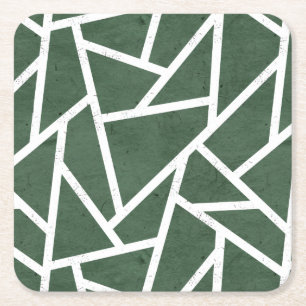 Porta-copo De Papel Quadrado Teste padrão de mosaico verde e branco