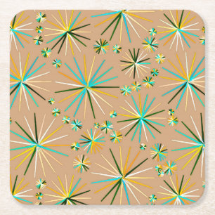 Porta-copo De Papel Quadrado Teste padrão de Sputnik do meio século, Taupe Ta
