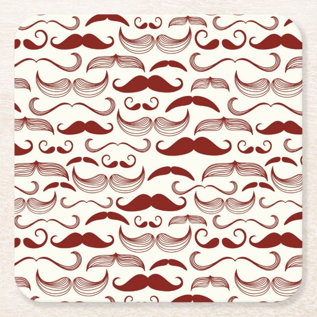 Porta-copo De Papel Quadrado Teste padrão do bigode, estilo retro 3 (Frente)