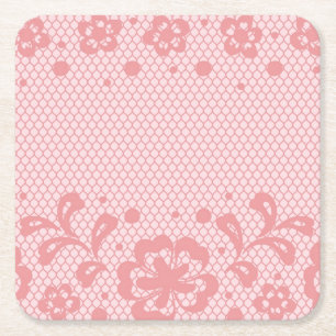 Porta-copo De Papel Quadrado Teste padrão do laço, vintage 3 da flor