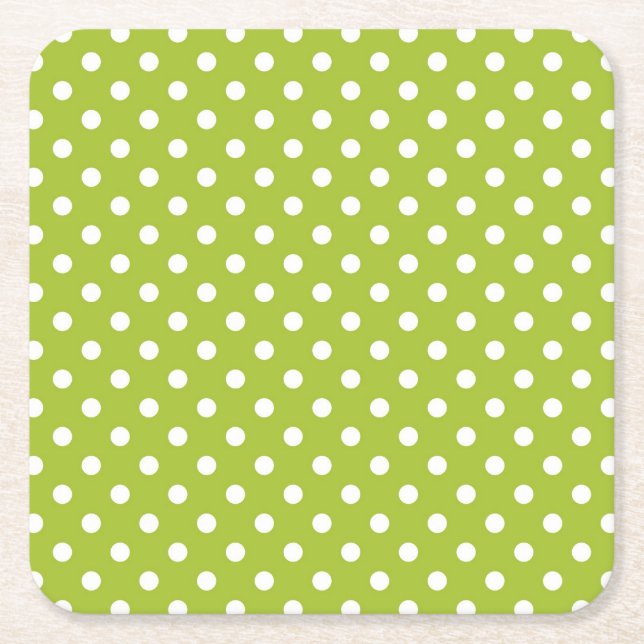 Porta-copo De Papel Quadrado Teste padrão do primavera com bolinhas brancas (Frente)