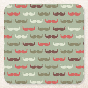 Porta-copo De Papel Quadrado Teste padrão do vintage com bigode