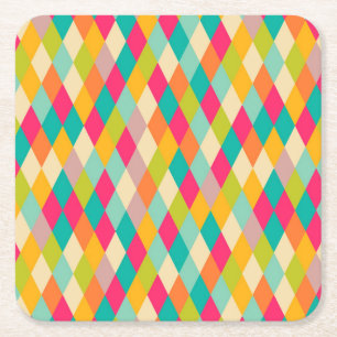 Porta-copo De Papel Quadrado Teste padrão do vintage do Harlequin