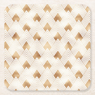 Porta-copo De Papel Quadrado Teste padrão Dourado do art deco