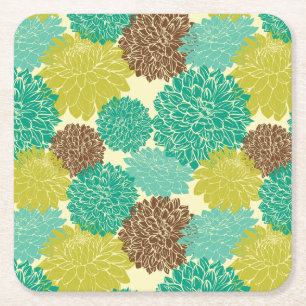 Porta-copo De Papel Quadrado Teste padrão floral 2