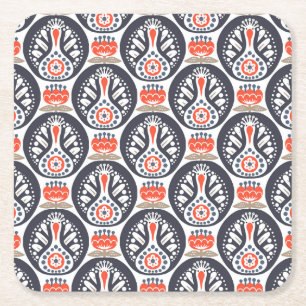 Porta-copo De Papel Quadrado Teste padrão floral da arte popular de Turquia