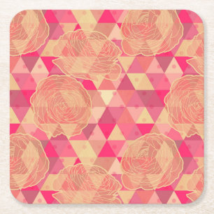 Porta-copo De Papel Quadrado Teste padrão geométrico da flor
