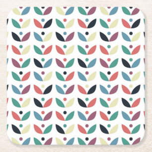 Porta-copo De Papel Quadrado Teste padrão geométrico floral da arte popular