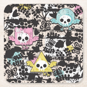 Porta-copo De Papel Quadrado Teste padrão louco dos pássaros