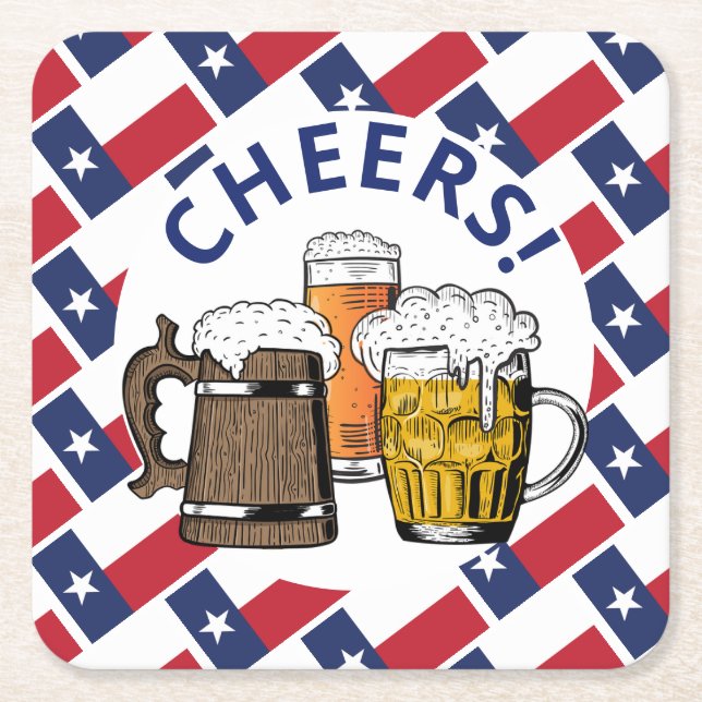 Porta-copo De Papel Quadrado TEXAS FLAG Texan Beer (Frente)