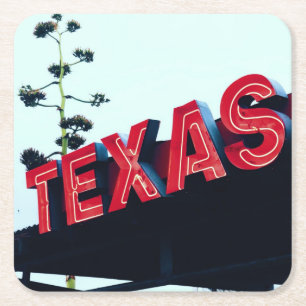 Porta-copo De Papel Quadrado Texas Red Neon Lights EUA