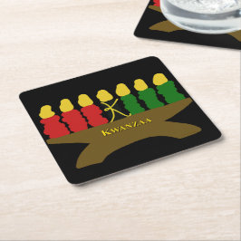 Porta-copo De Papel Quadrado Texto Amarelo Design de Arte Kwanzaa