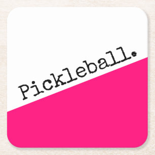 Porta-copo De Papel Quadrado Texto da Pickleball Diagonal de Borda legal Rosa