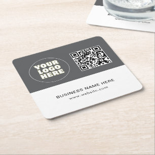 Porta-copo De Papel Quadrado Texto de logotipo personalizado minimalista simple