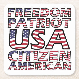 Porta-copo De Papel Quadrado Texto de Sinalizador Americano