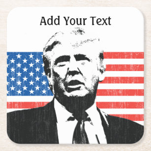 Porta-copo De Papel Quadrado Texto do costume da bandeira americana de Donald