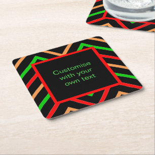 Porta-copo De Papel Quadrado Texto Personalizado Chevron Tendência