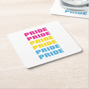 Porta-copo De Papel Quadrado Texto Repetido Personalizável do Orgulho Pansexual