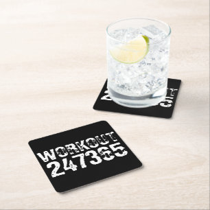 Porta-copo De Papel Quadrado Texto vestido e arranhado Workout 247365 branco