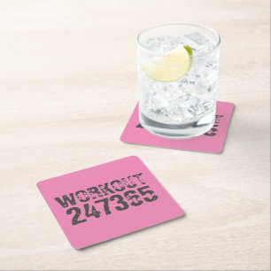 Porta-copo De Papel Quadrado Texto vestido e arranhado Workout 247365 rosa