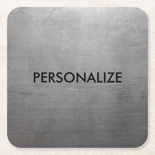 Porta-copo De Papel Quadrado Textura escovada do metal (Frente)