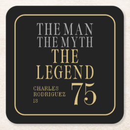 Porta-copo De Papel Quadrado The Man The Myth The Legend 75th Birthday