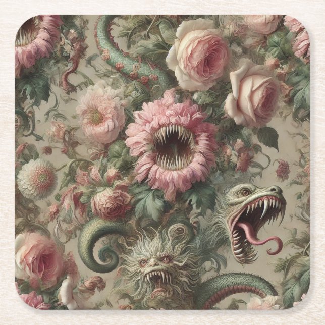 Porta-copo De Papel Quadrado The Voracious Verdants – Gothic Victorian (Frente)