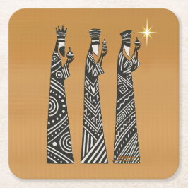 Porta-copo De Papel Quadrado Three Wise Men Black & White Christmas Nativity