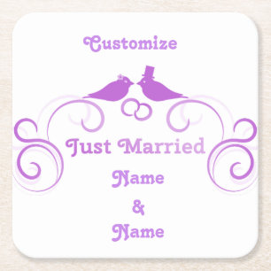 Porta-copo De Papel Quadrado Thunder_Cove do Recem casados Newlyweds