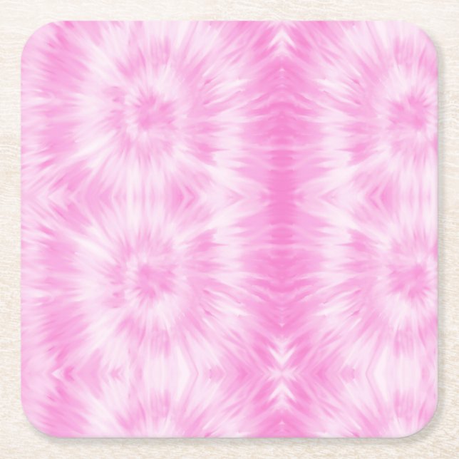 Porta-copo De Papel Quadrado Tiedye Pink Spiral Hippie Tie Dye (Frente)