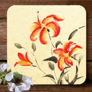 Porta-copo De Papel Quadrado Tiger Lily - Vermelho