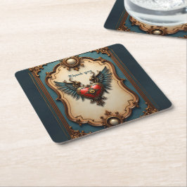Porta-copo De Papel Quadrado Timeless love, surreal elegance in steampunk style