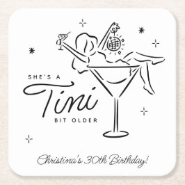 Porta-copo De Papel Quadrado Tini Bit Older Whimsical Martini Birthday