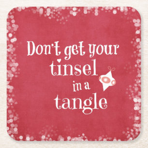 Porta-copo De Papel Quadrado Tinsel em uma citação de Natal em Tangle