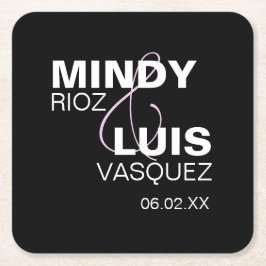 Porta-copo De Papel Quadrado Tipografia Negrito E Comercial Rosa Preto 