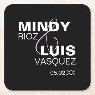 Porta-copo De Papel Quadrado Tipografia Negrito E Comercial Rosa Preto 