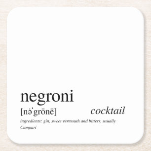 Porta-copo De Papel Quadrado Tipografia Negroni Modern Quote Preto